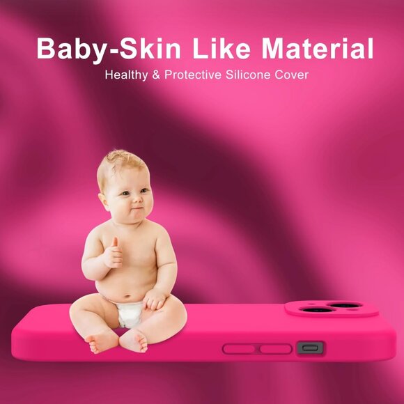 iPhone 15 Case Pink Silicone Case ith Screen Protector - Picture 3 of 10